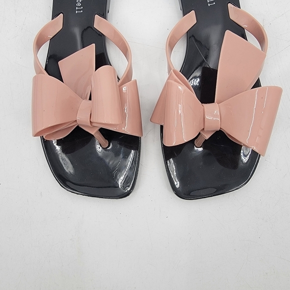 Jeffrey Campbell Blush Pink Bow Sandals EU40 US9 Black Flat Flip Flops Jellies - Picture 5 of 12